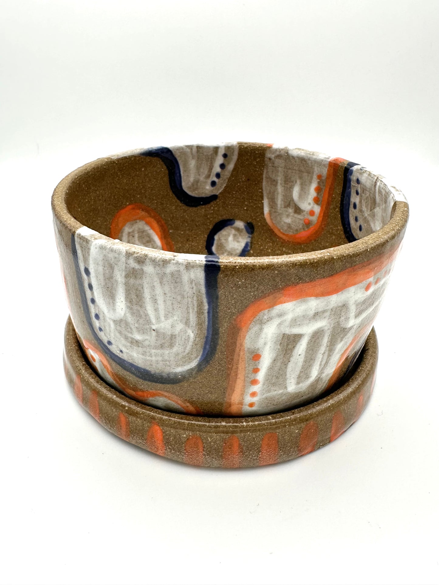 Painted Planter with Saucer